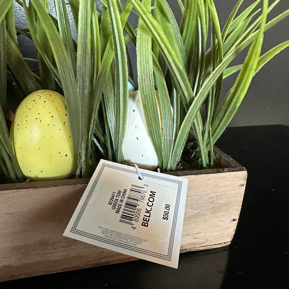 Modern. Southern. Home. Holiday Decor Green Brown Easter Grass Eggs